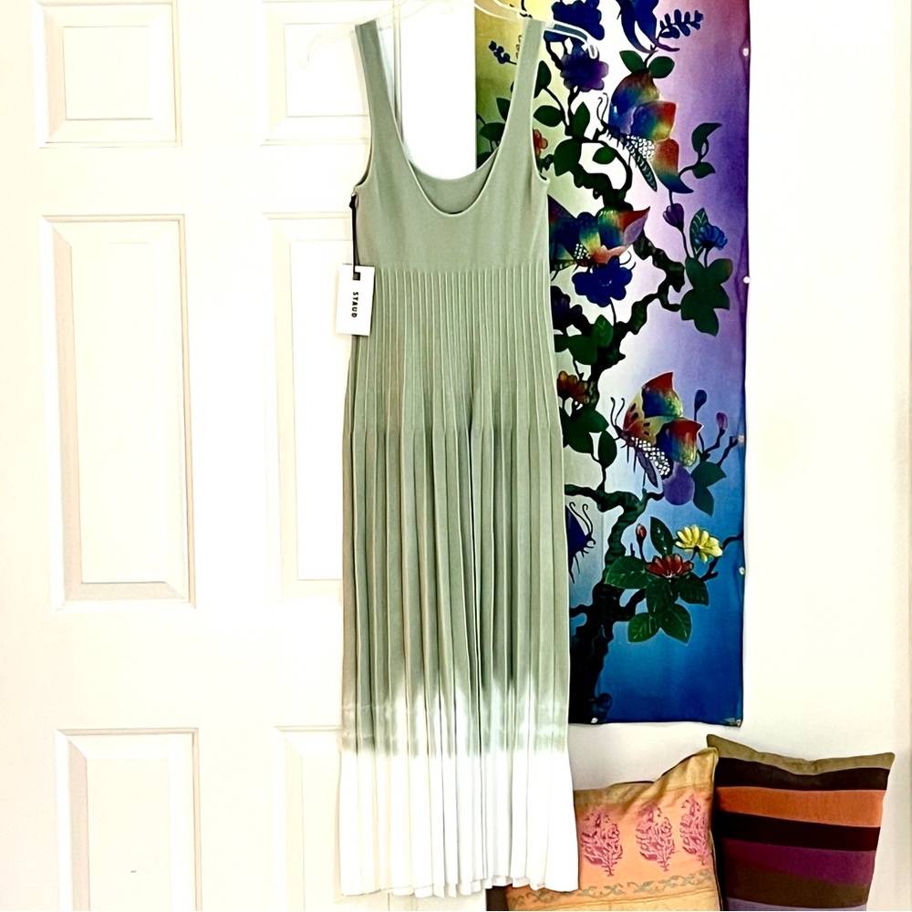 πΊπHPππΊ NWT Staud Ellison Midi Dress Jade Tie Dye πRareπ - Picture 13 of 16